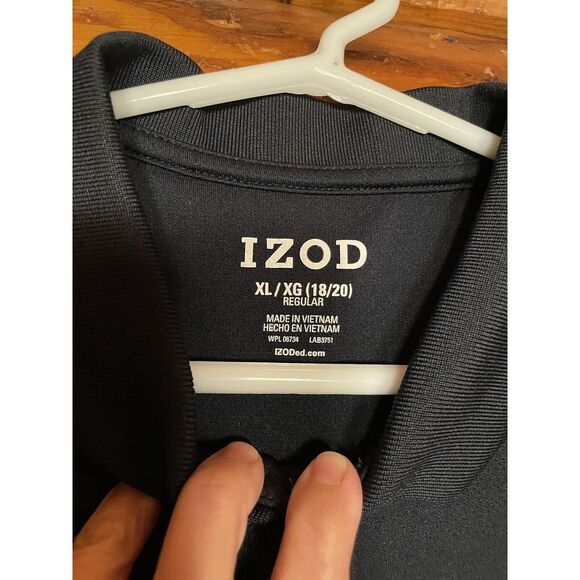Izod Black Short Sleeve Polo Shirt Size XL (18-20) - Picture 2 of 3